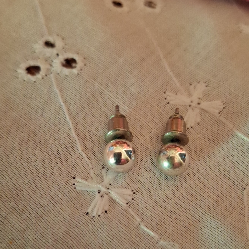 Elegant Faux Silver Stud Earrings